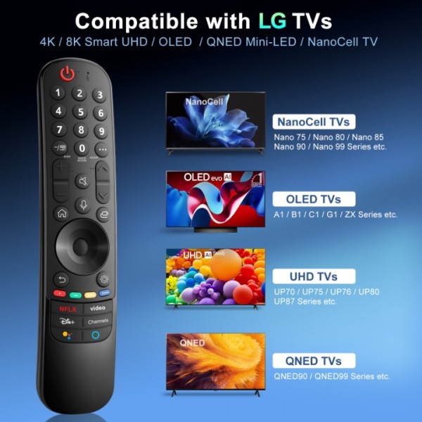 Angrox Magic Remote for LG-Smart-TV-Remote-Control-Replacement with Pointer and Voice Function,Compatible with LG 2021/2022/2023/2024 UHD OLED QNED NanoCell 4K 8K Smart TV