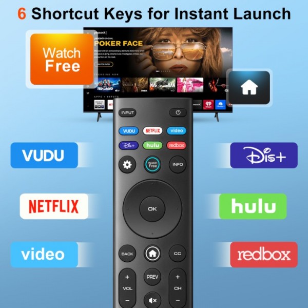 Angrox for VIZIO-Smart-TV-Remote-Replacement,Universal control XRT140 for VIZIO All LED LCD HD 4K UHD HDR Smart TVs