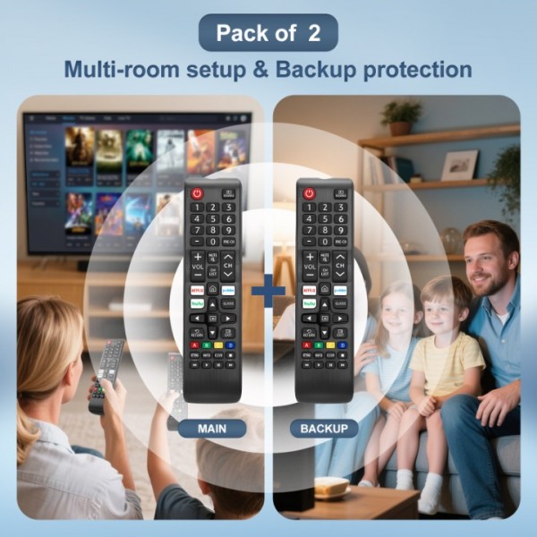 Angrox  【2-Pack】 Replacement Remote Control for Samsung Smart TV, No Pairing Needed