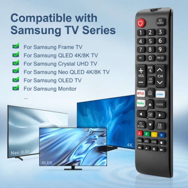 Angrox  【2-Pack】 Replacement Remote Control for Samsung Smart TV, No Pairing Needed